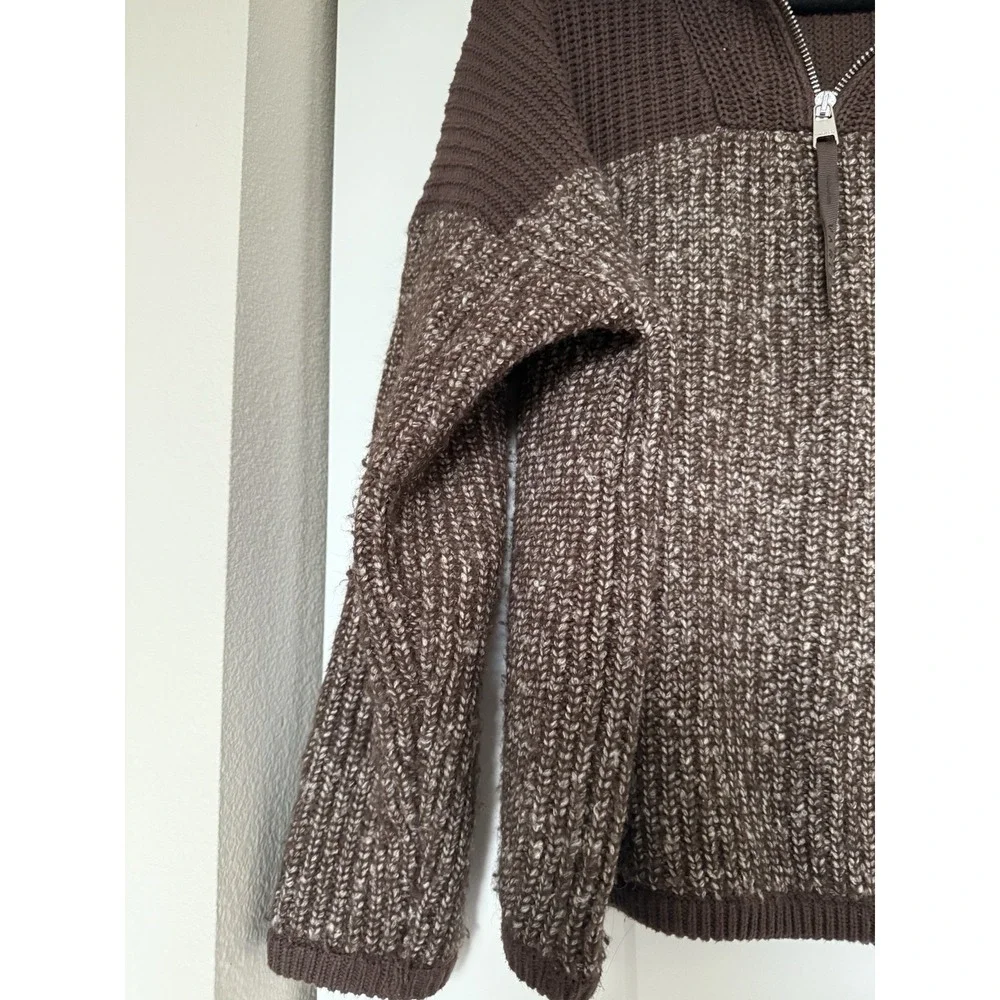 varley willard half zip knit coffee bean egret fleck Size XS  Pullover Oversized - Picture 4 of 10
